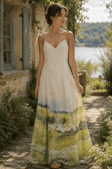 Oil Painting Scenic Cami Elegant Maxi Dress