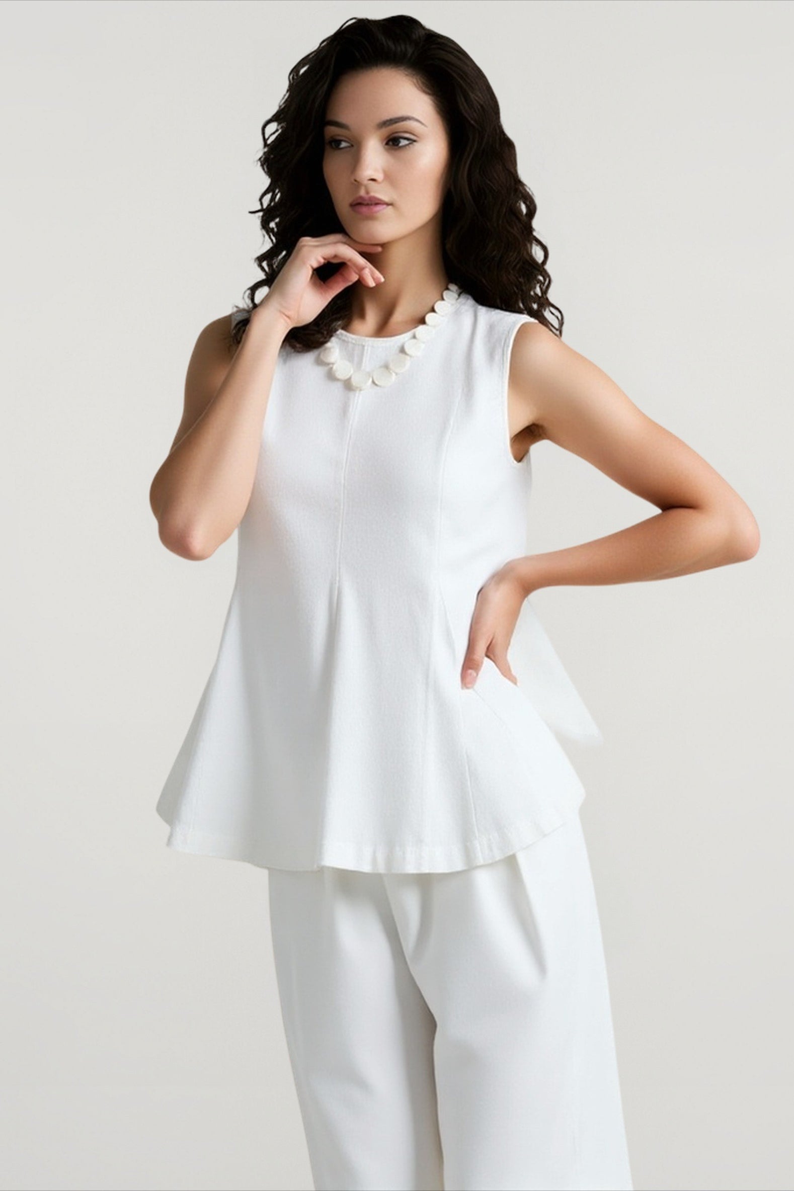 French Linen Crew Neck Blouse
