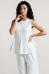 French Linen Crew Neck Blouse