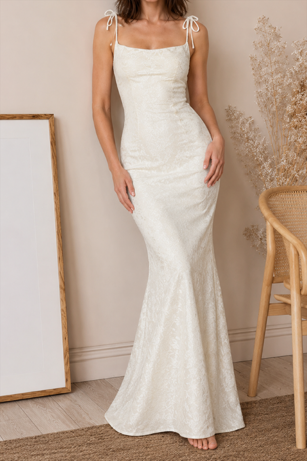 Solid Sash Backless Mermaid Formal Dress