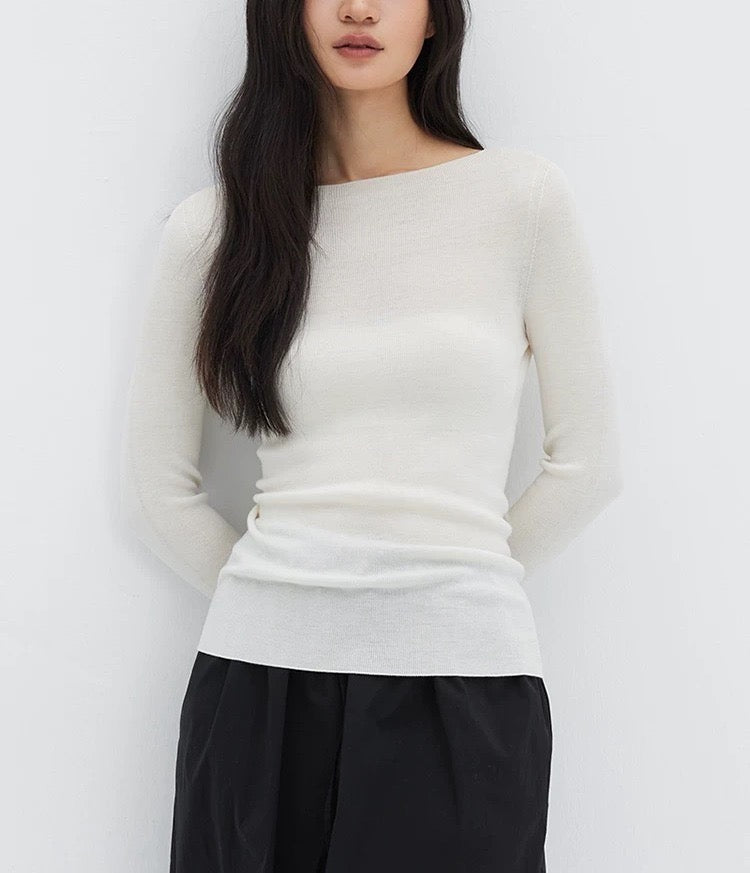 Wool-Blend Hem Knit Top
