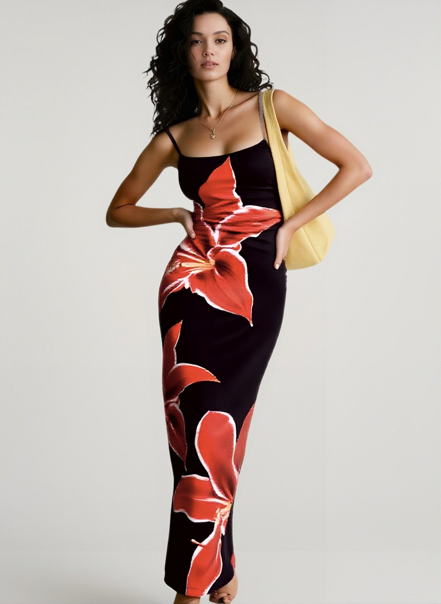 Floral Print Cami Slim Vacation Dress
