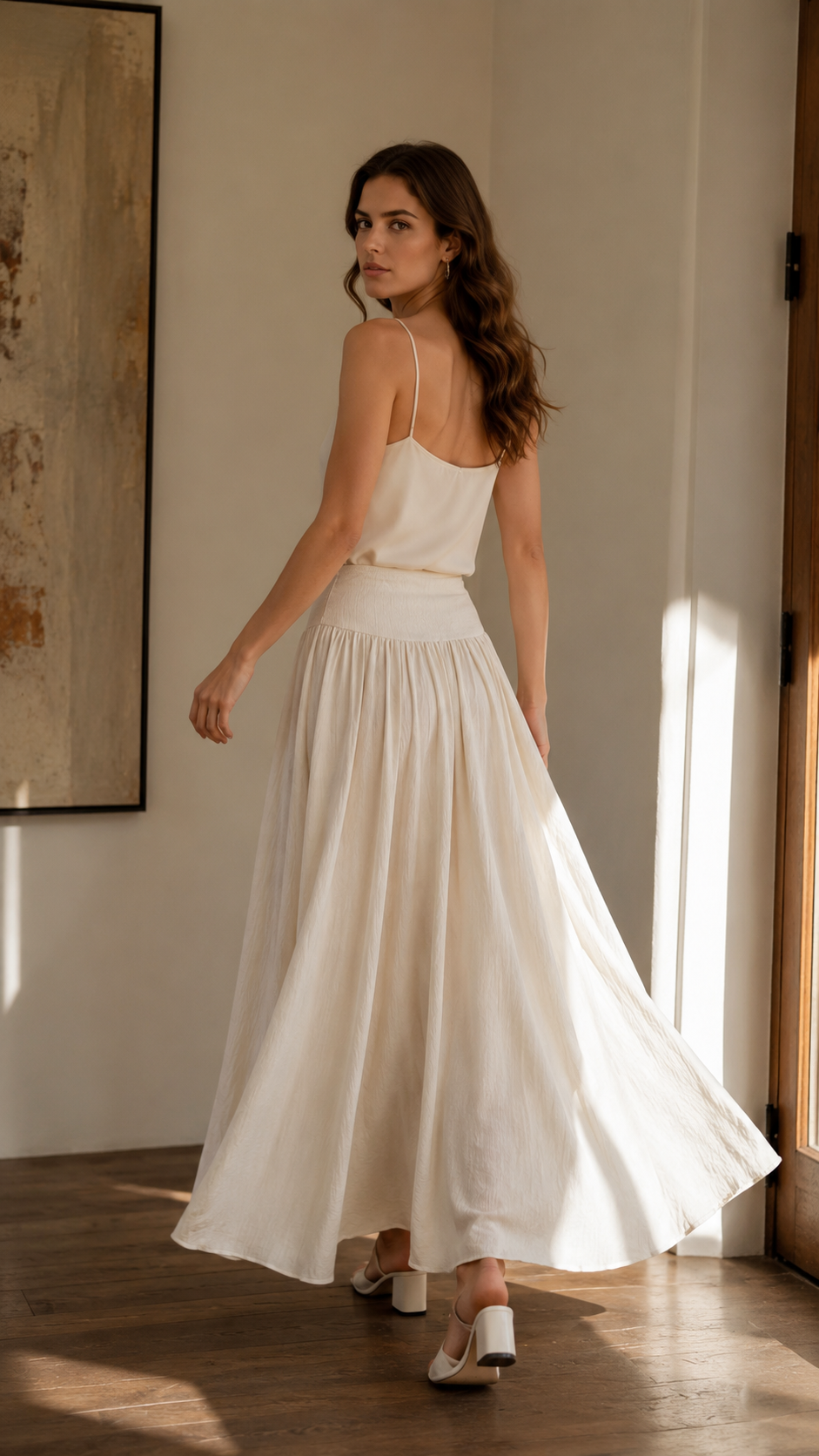 Ruffled High Waist A Line Belted Side Pocket Elegant Skirt