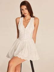 Embroidered V-Neck Sleeveless Dress