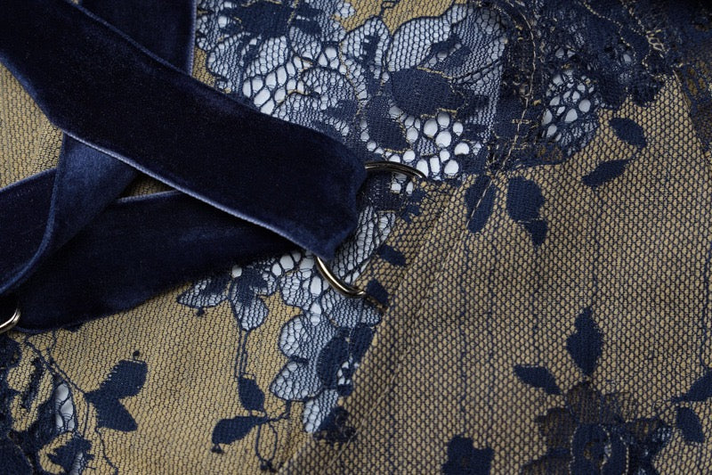 Midnight Garden Lace Up Cami Long Dress