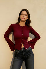 Single Breasted Ribbed Knit Cardigan