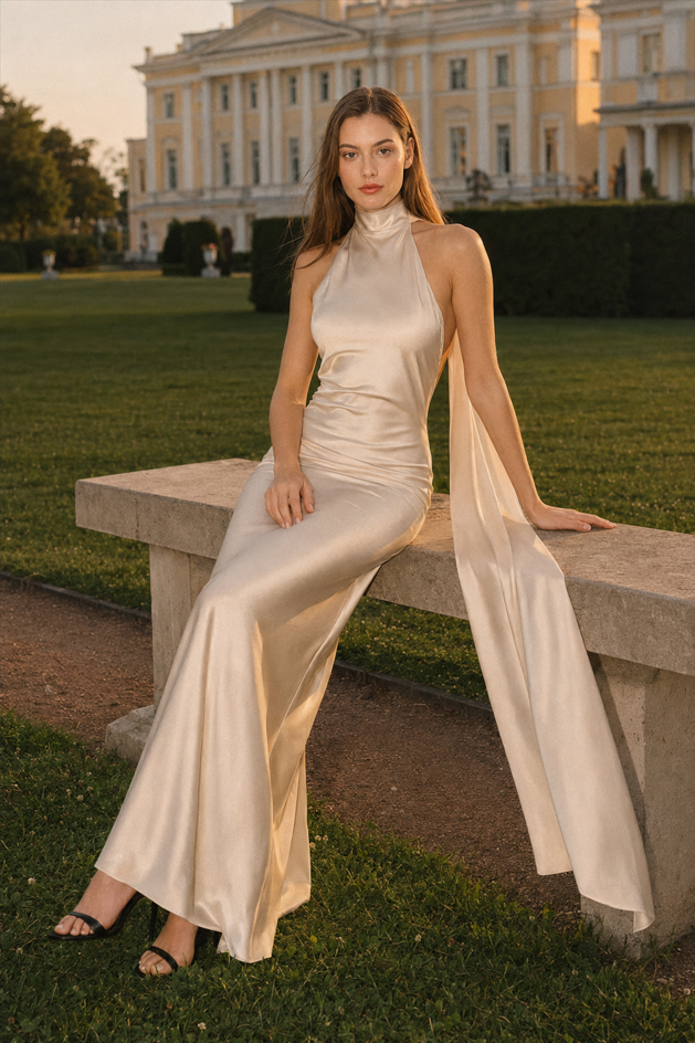 Sexy Satin Backless Sleeveless Party Dress
