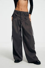 Low Waist Cargo Pocket Wide Leg Pants