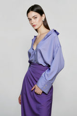 Lace Leather Panel Sheer  Long Sleeve Chic Blouse