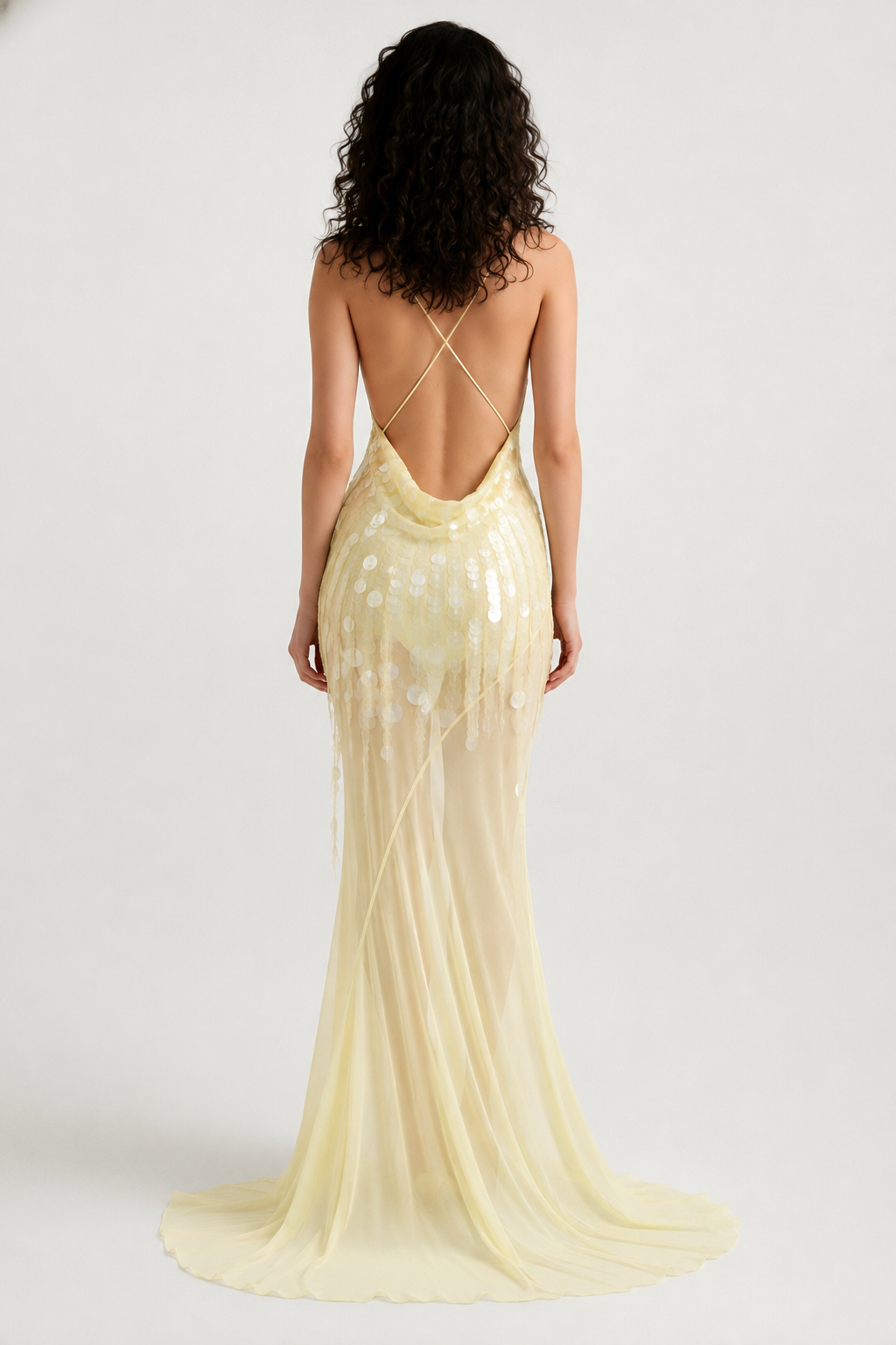 Hollow Sleeveless High Waist Sequin Floral Dress