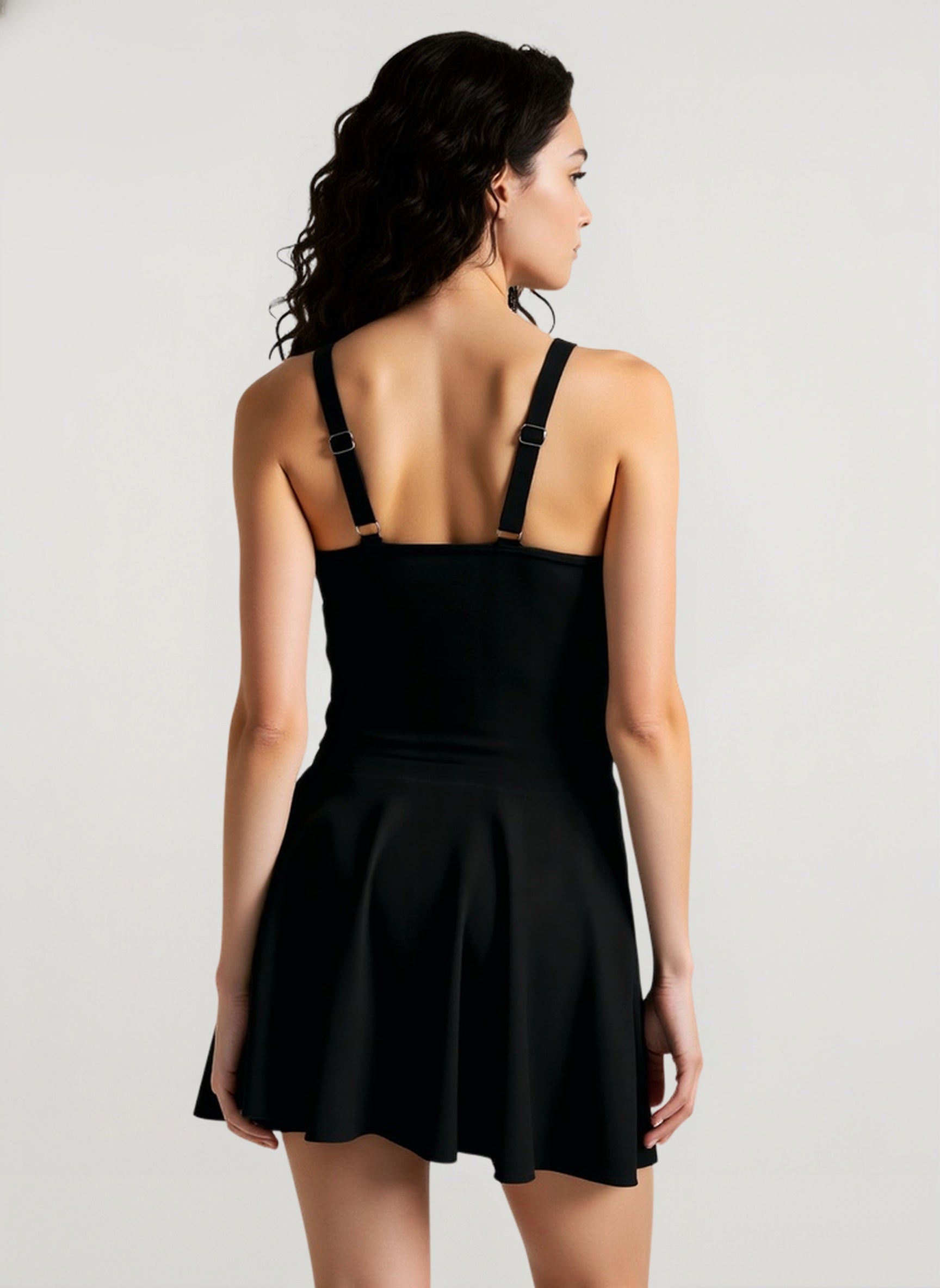 Black Mesh Patchwork One Piece Swimsuit