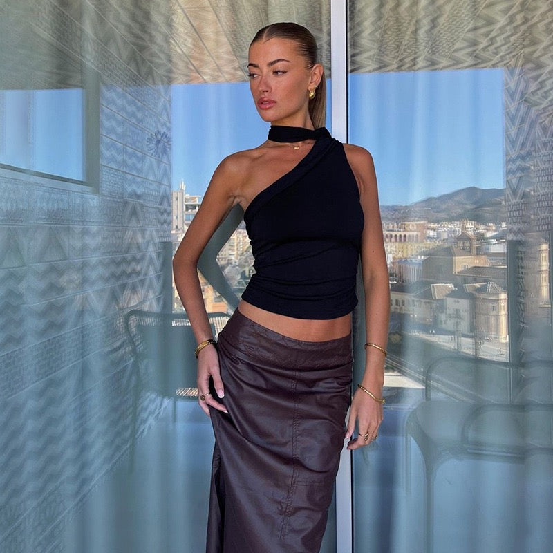 Anderstone Neck Tie Top Black