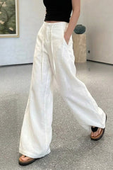 Linen High Waist Draped Wide Leg Pants