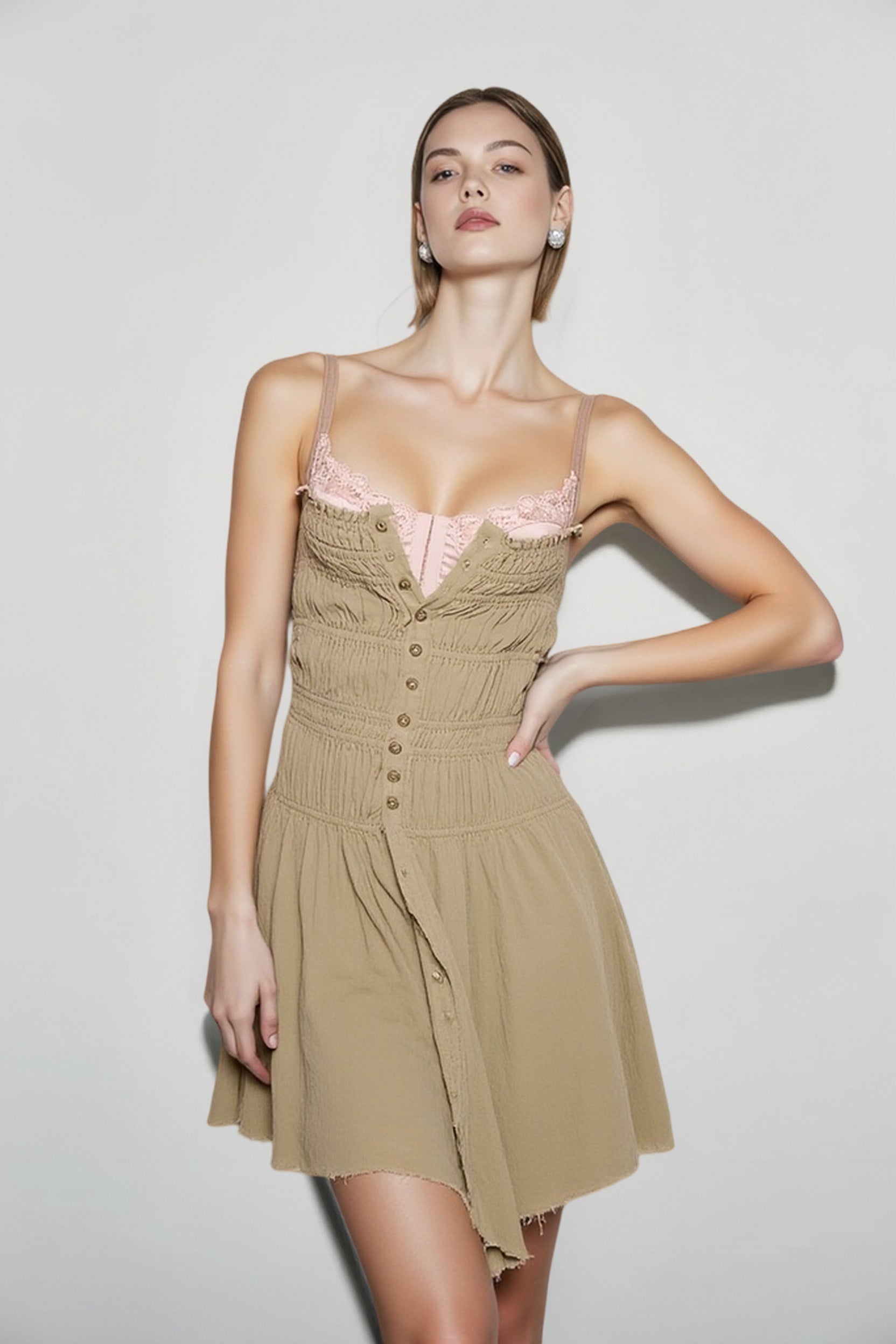Fairy Ruched  Spaghetti Strap Bodycon Mini Dresses