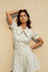 Floral Short Sleeve Peter Pan Collar Vacation Dress