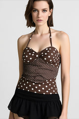 Polka Dot Ruched Halter Cami Top
