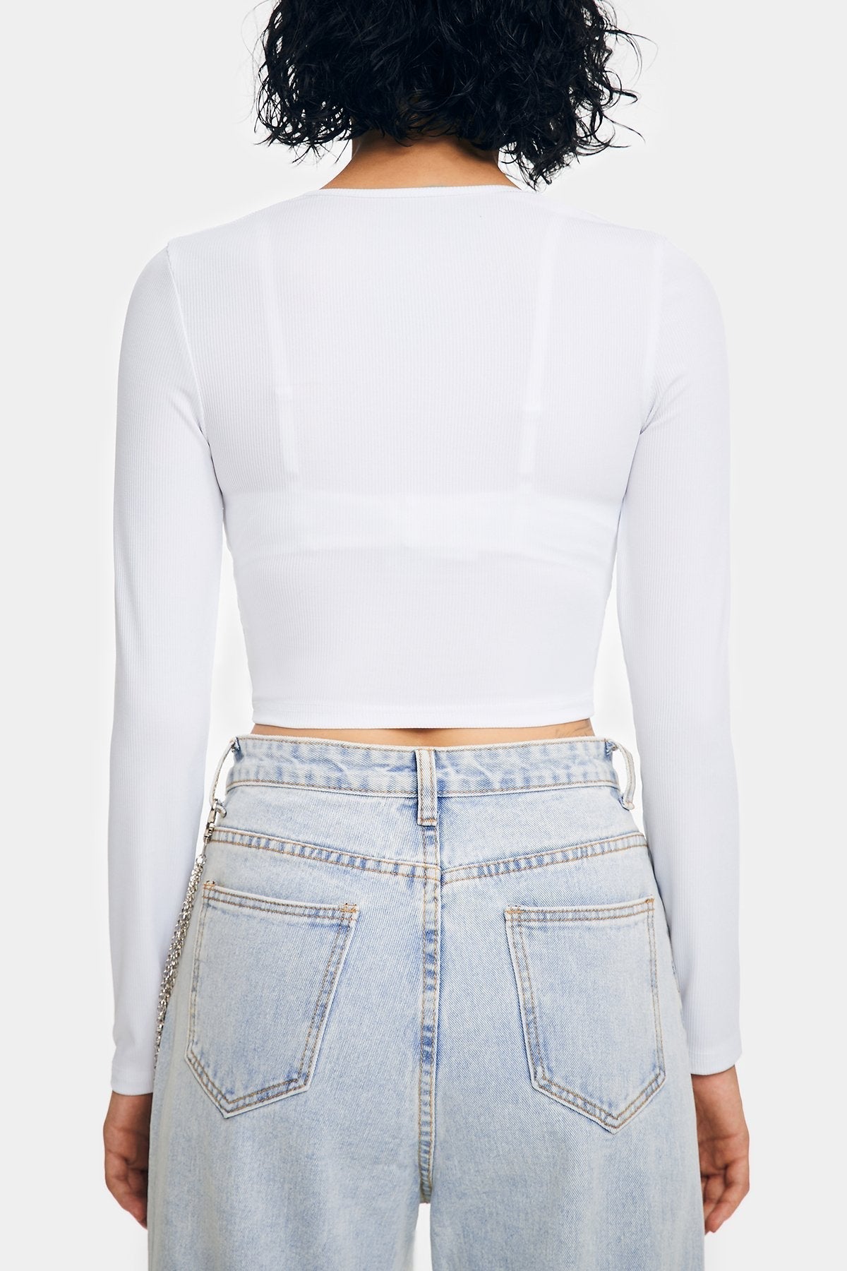 Basic Solid Ribbed Crop Long Sleeve Top
