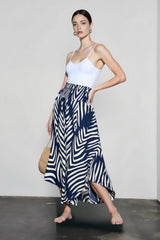 Leaf Print Flowy Casual Vacation Skirt