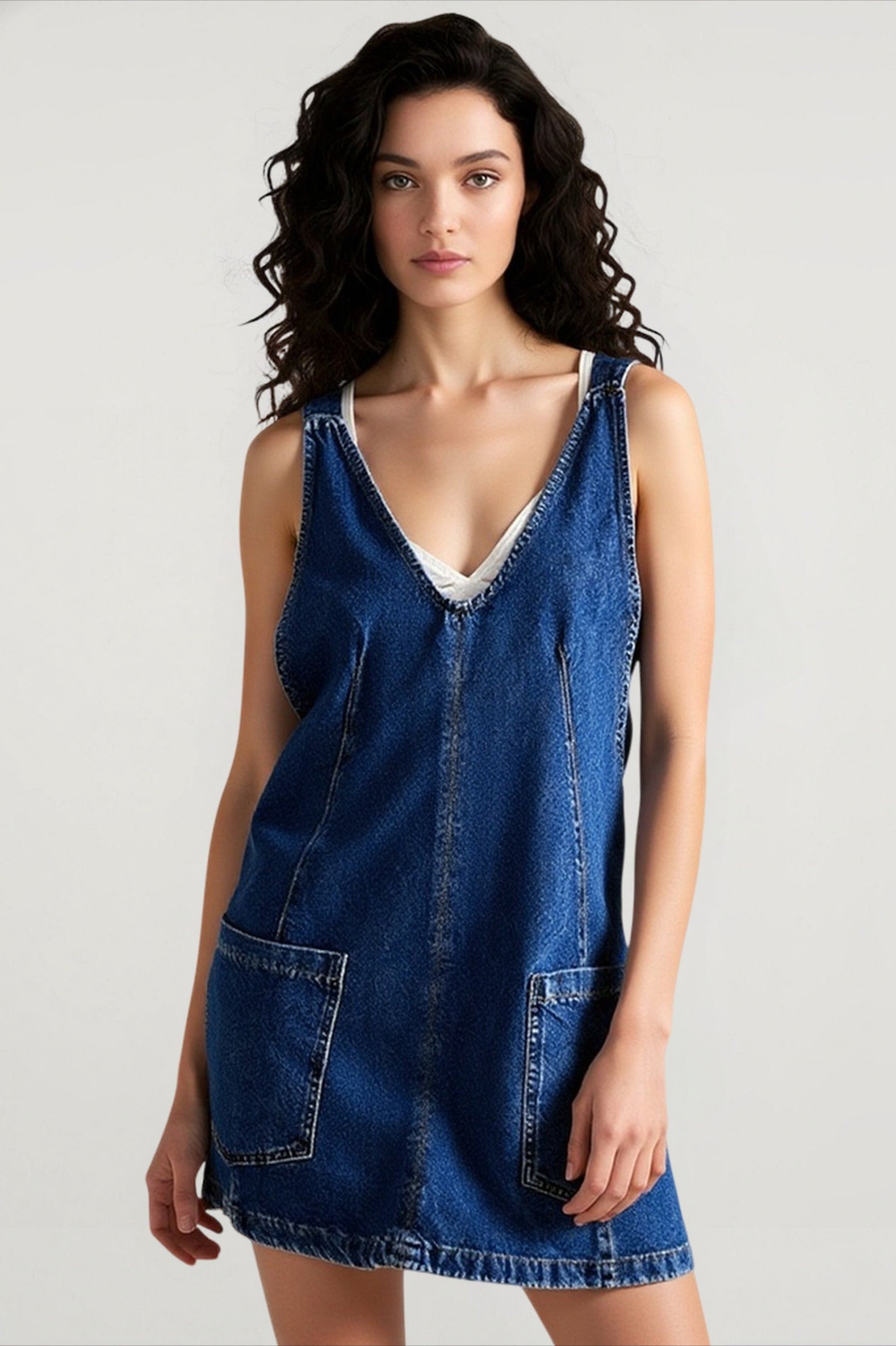 Mini Suspender Denim Dress