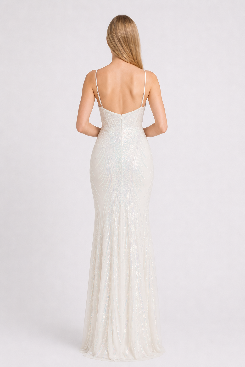 Boned Sequin Embroidered Formal Dress