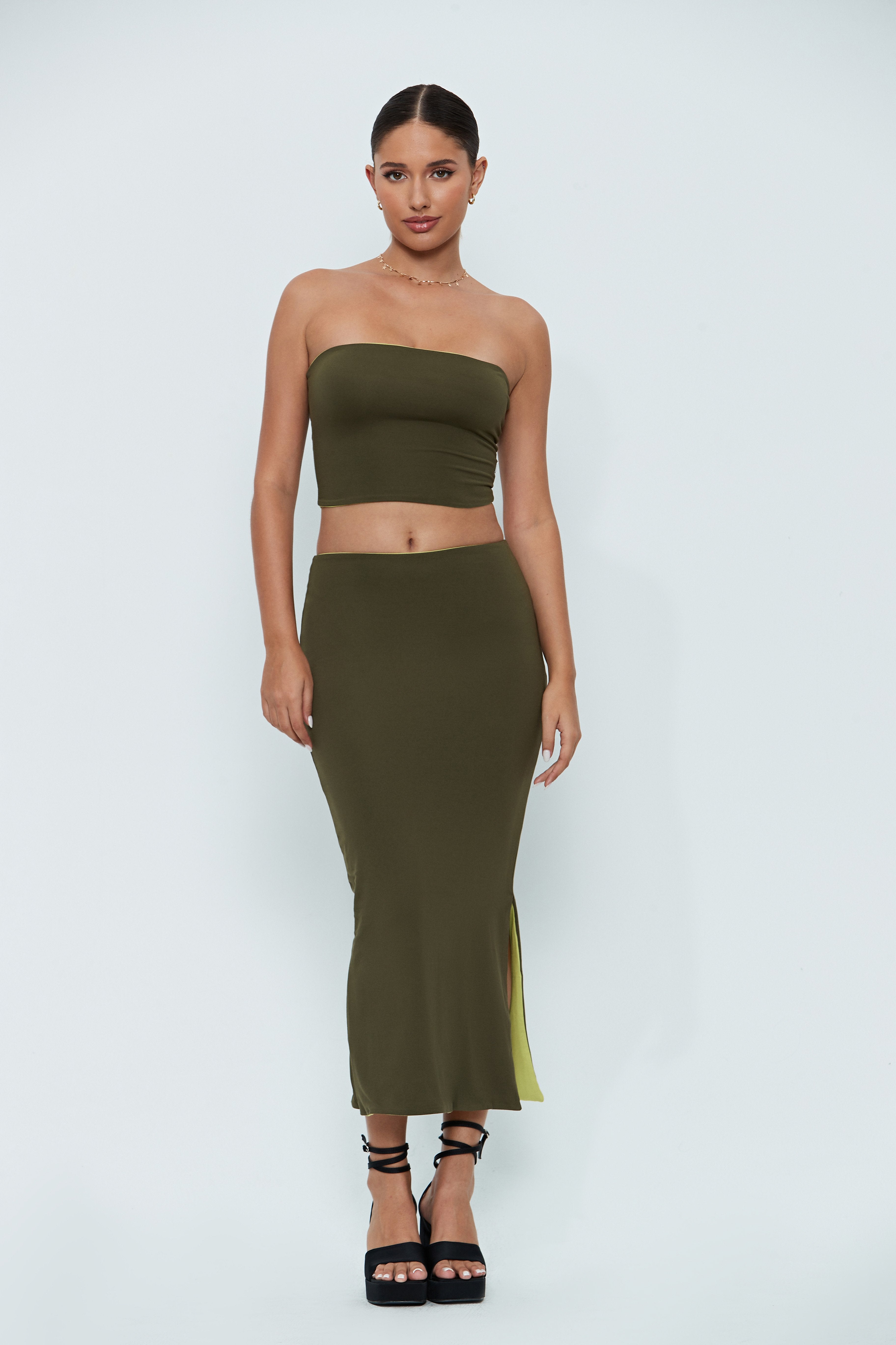 Reversible Split Hem Maxi Skirt