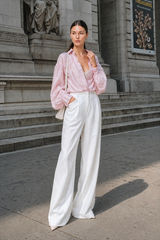Vintage Satin Lantern Sleeve Blouse