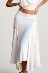 Asymmetric Hem Linen Blend Skirt