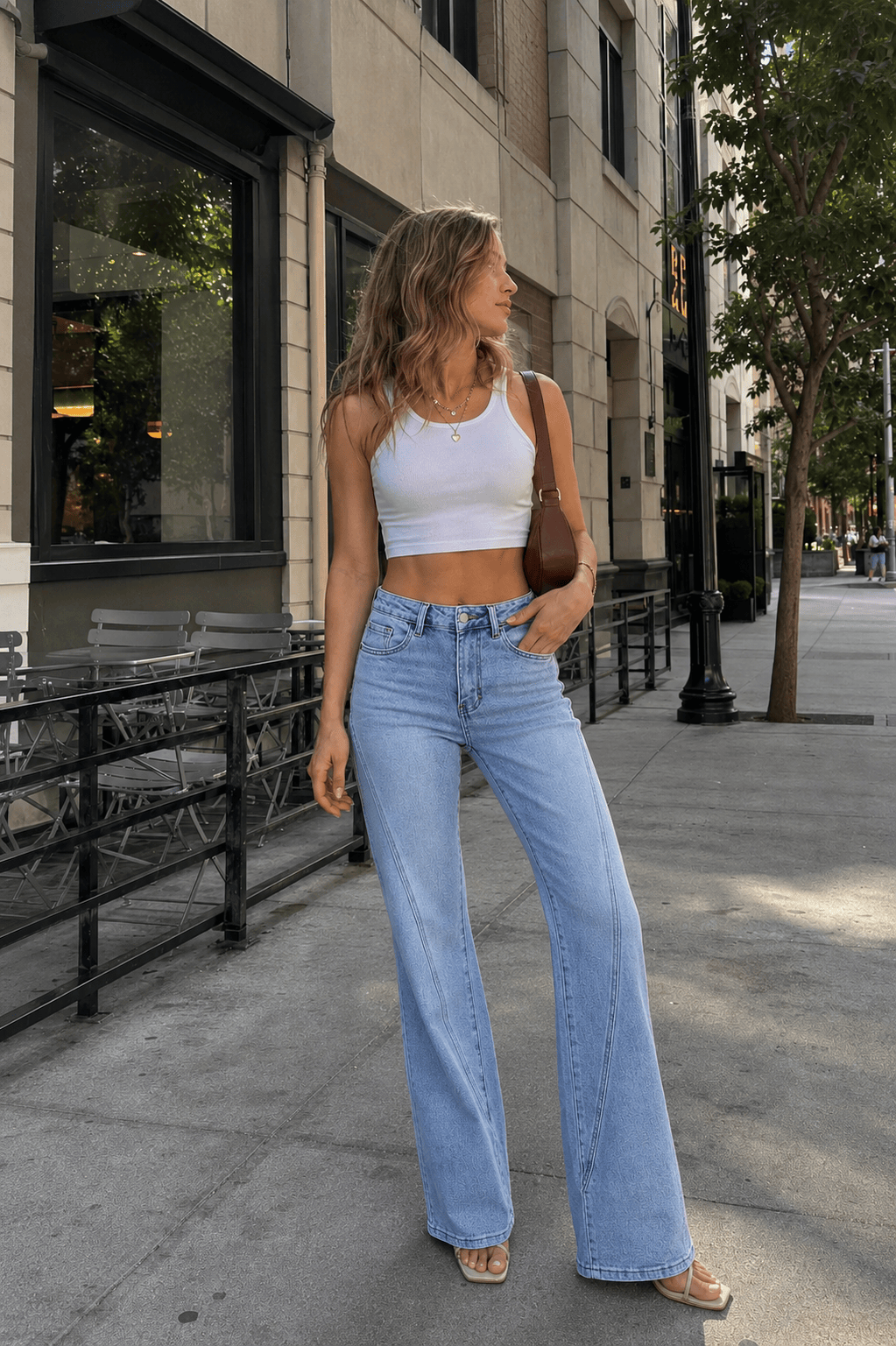 Washed Street Style Wide Leg Jeans