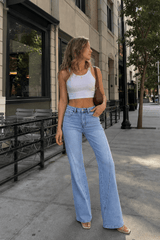 Washed Street Style Wide Leg Jeans