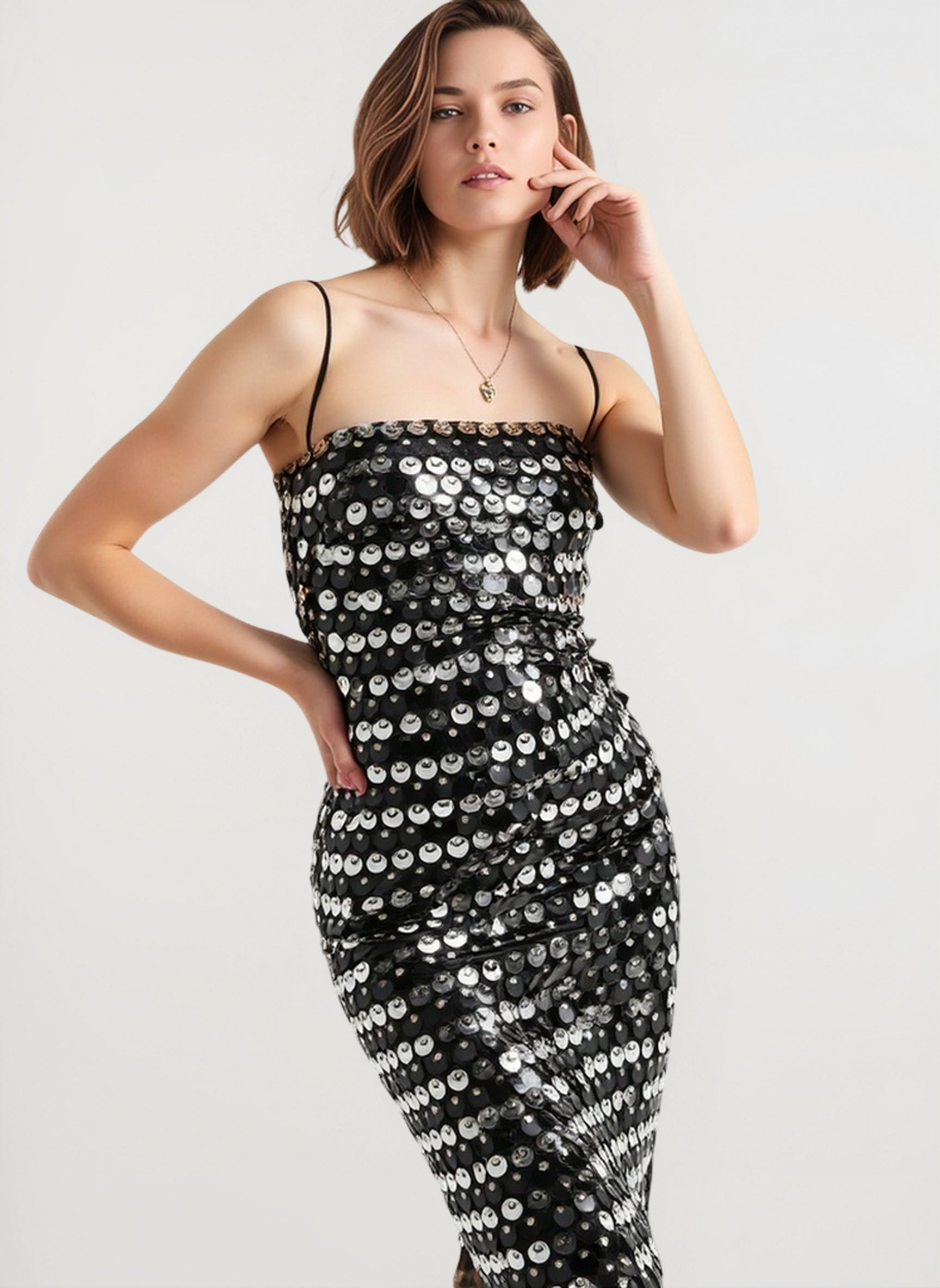 Spicy Girl Beaded Irregular Midi Dress