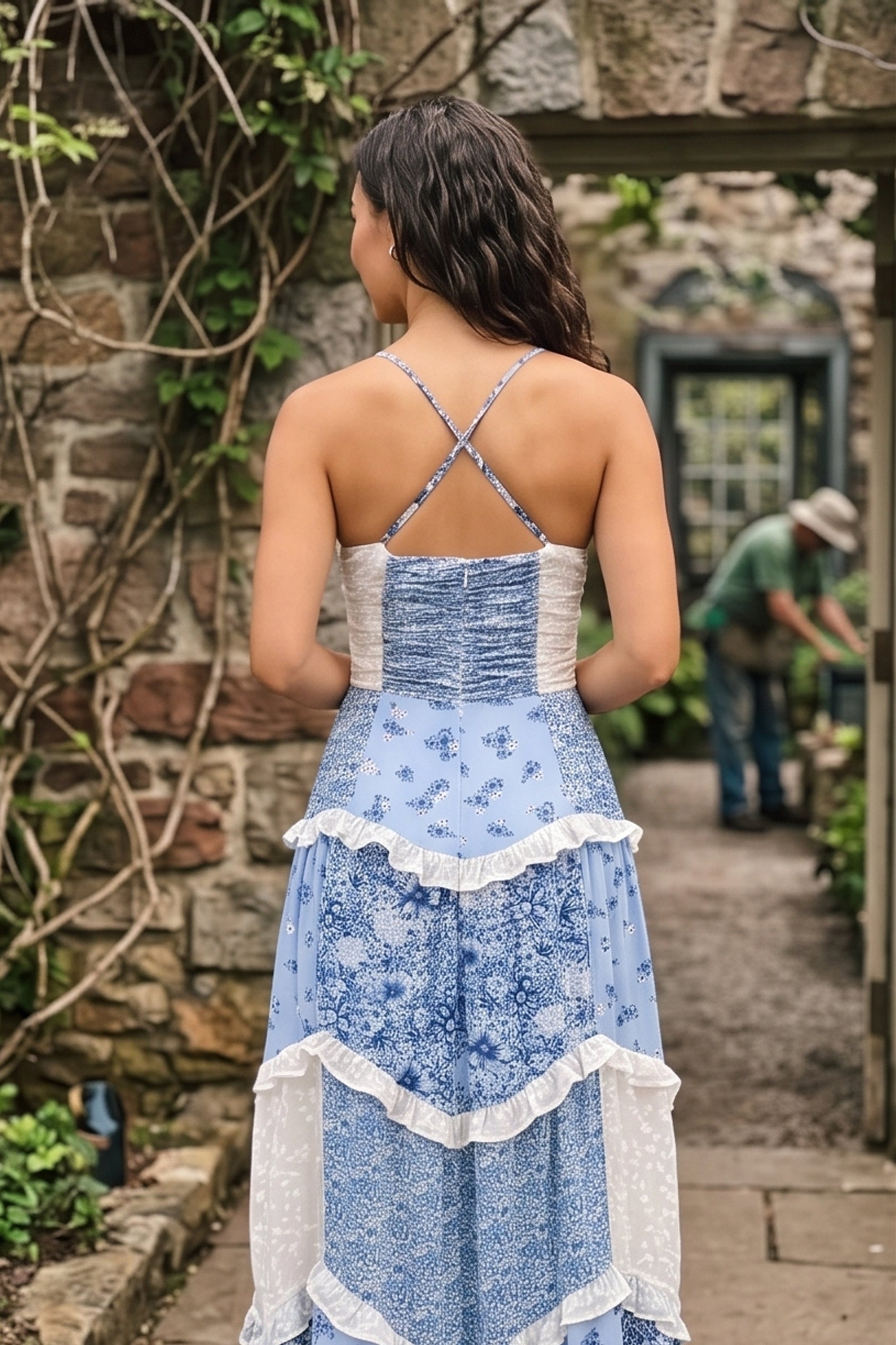 Vacation Floral Cami Lace Maxi Dress