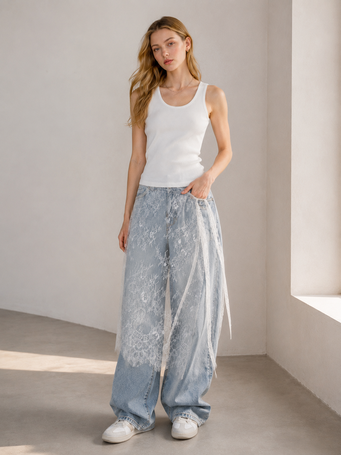 Unique Layered Lace Apron Drawstring Versatile Mini Skirt
