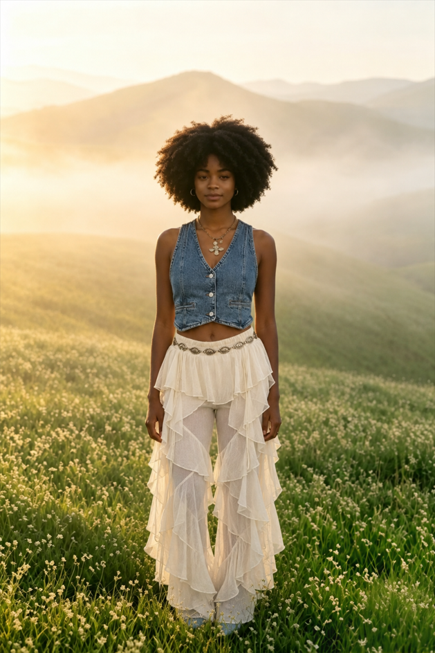Mesh Patchwork High Waist Pant