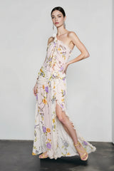 Halter Backless Floral Vacation Dress