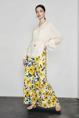 Silky Oil Print Color Block Vacation Skirt