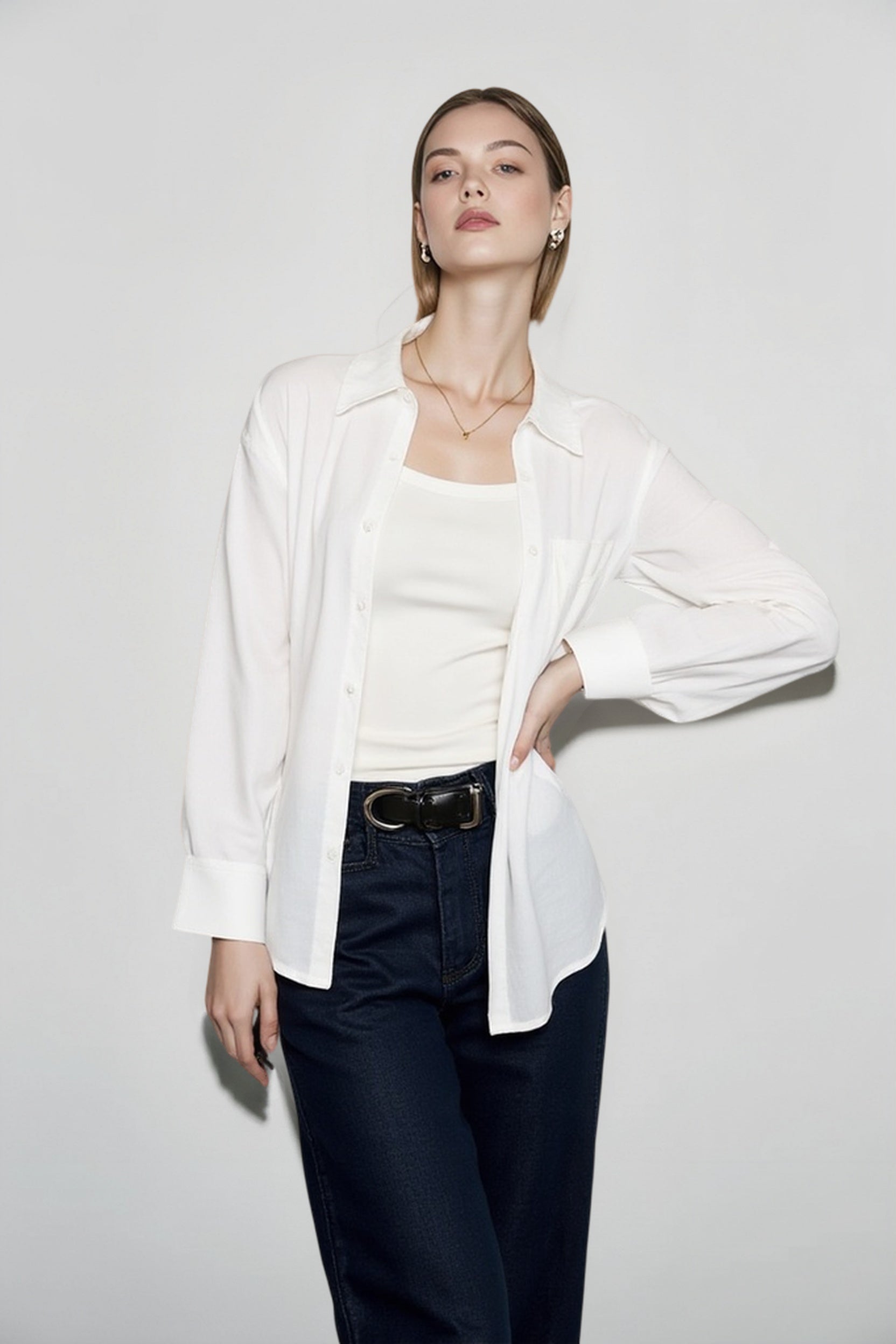 Linen Slim Fit Casual Blouse