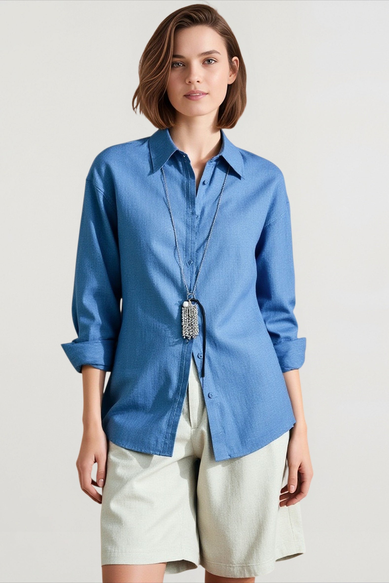 Linen Lightweight Button Down Blouse