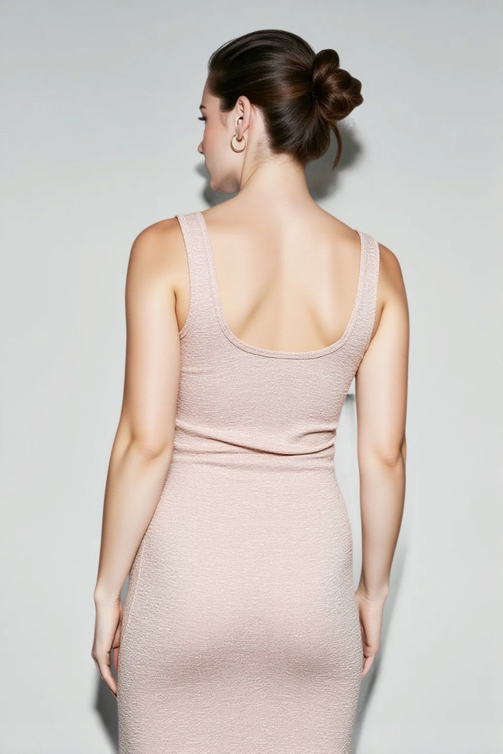 Crew Neck Sleeveless Knit Bodycon Maxi Vacation Dress