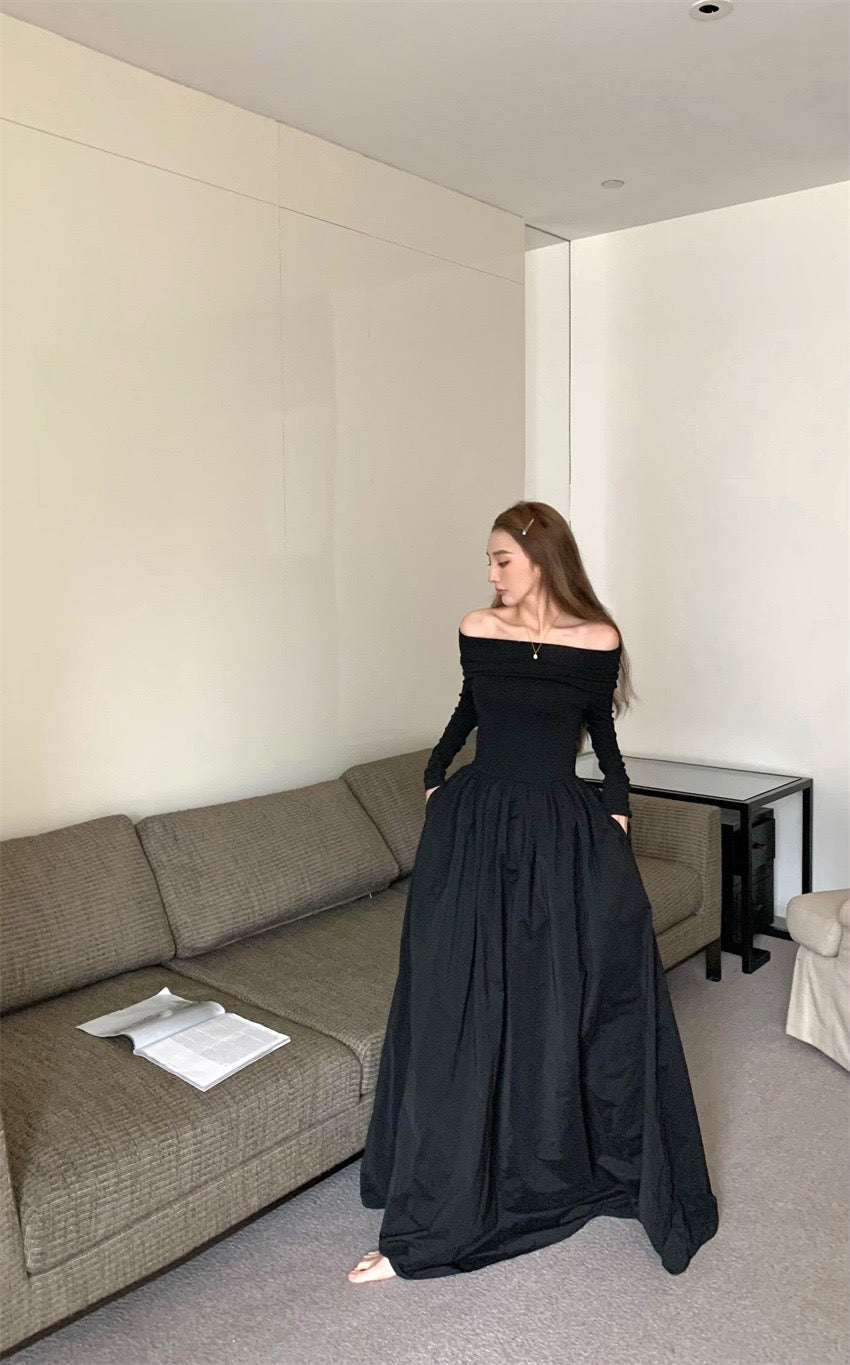 Off Shoulder Criss Cross Long Dress