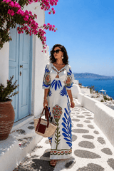 Vacation Floral Print Backless Slim Maxi Dress