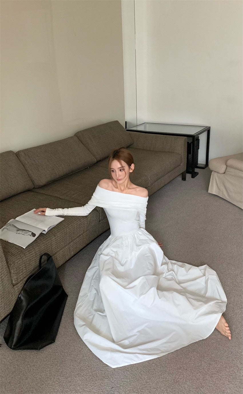 Off Shoulder Criss Cross Long Dress