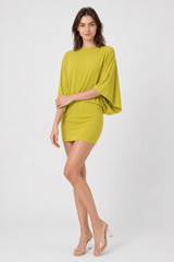 Chic Back Deep V Cowl Neck Loose Mini Dress