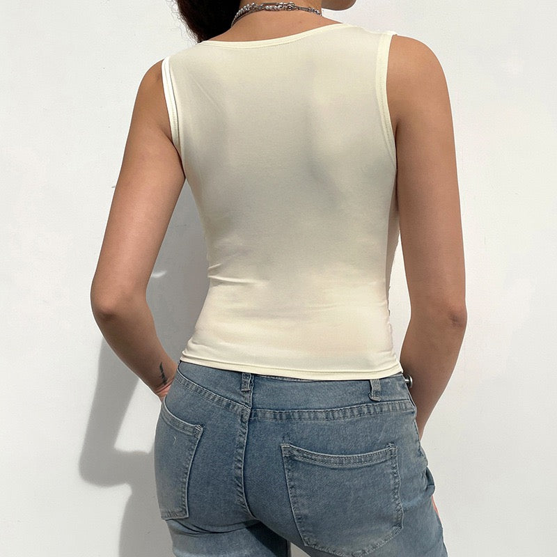 V-Neck Lace Tank Top