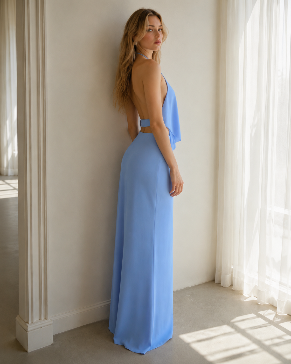 Creative Sleeveless Halter Backless High-Waist Maxi Dress