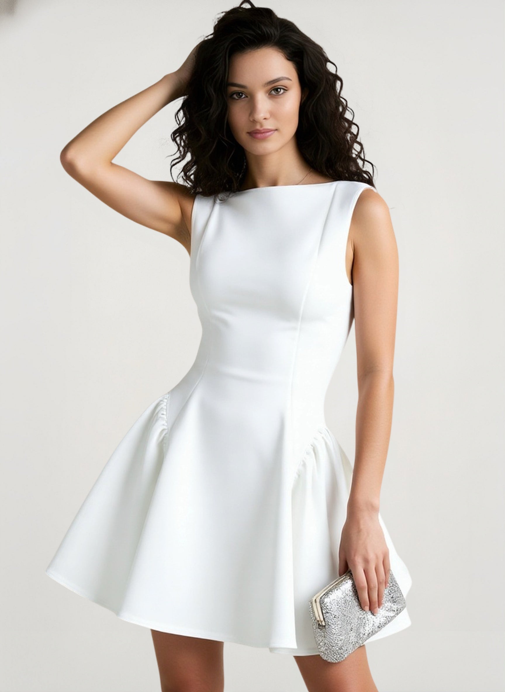 Solid Sleeveless Sexy Backless Mini Dress