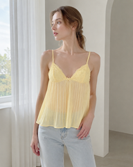 Lace Ruched Sheer Cami Top