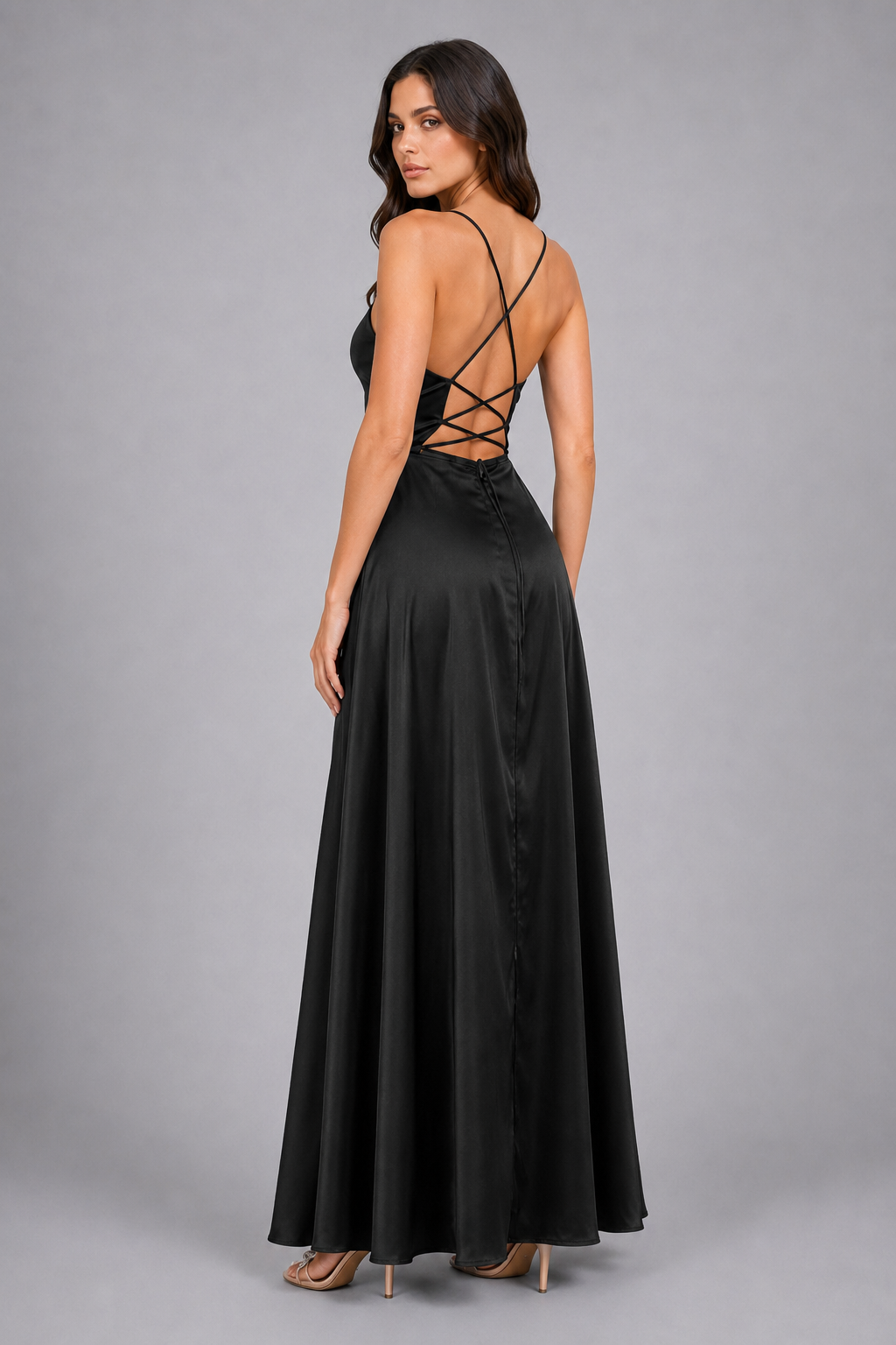Elegant Spaghetti Strap Ruched Formal Dress