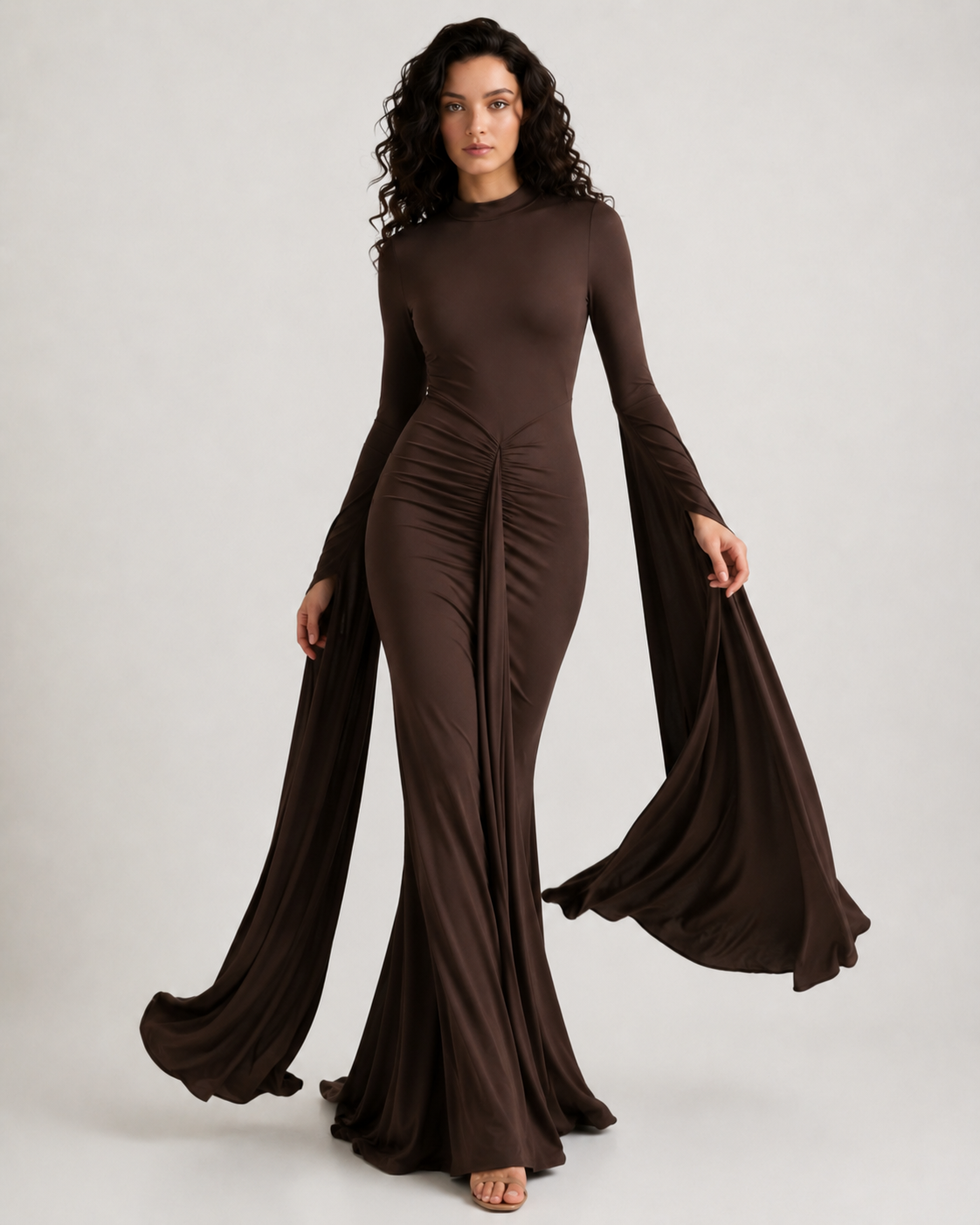 Elegant Backless Sash Sheer Shawl Two Piece Set