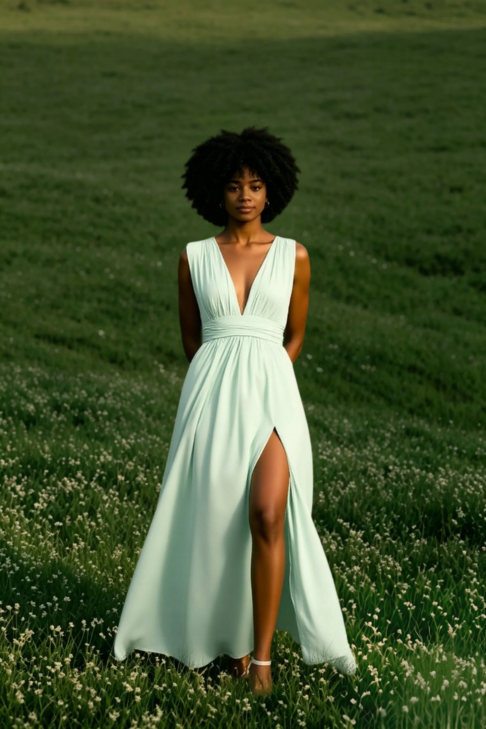 Solid Women Fall Sleeveless Deep V-Neck Dresses
