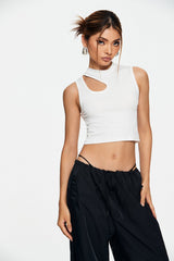 Basic Cut Out Sleeveless Solid Tank Top